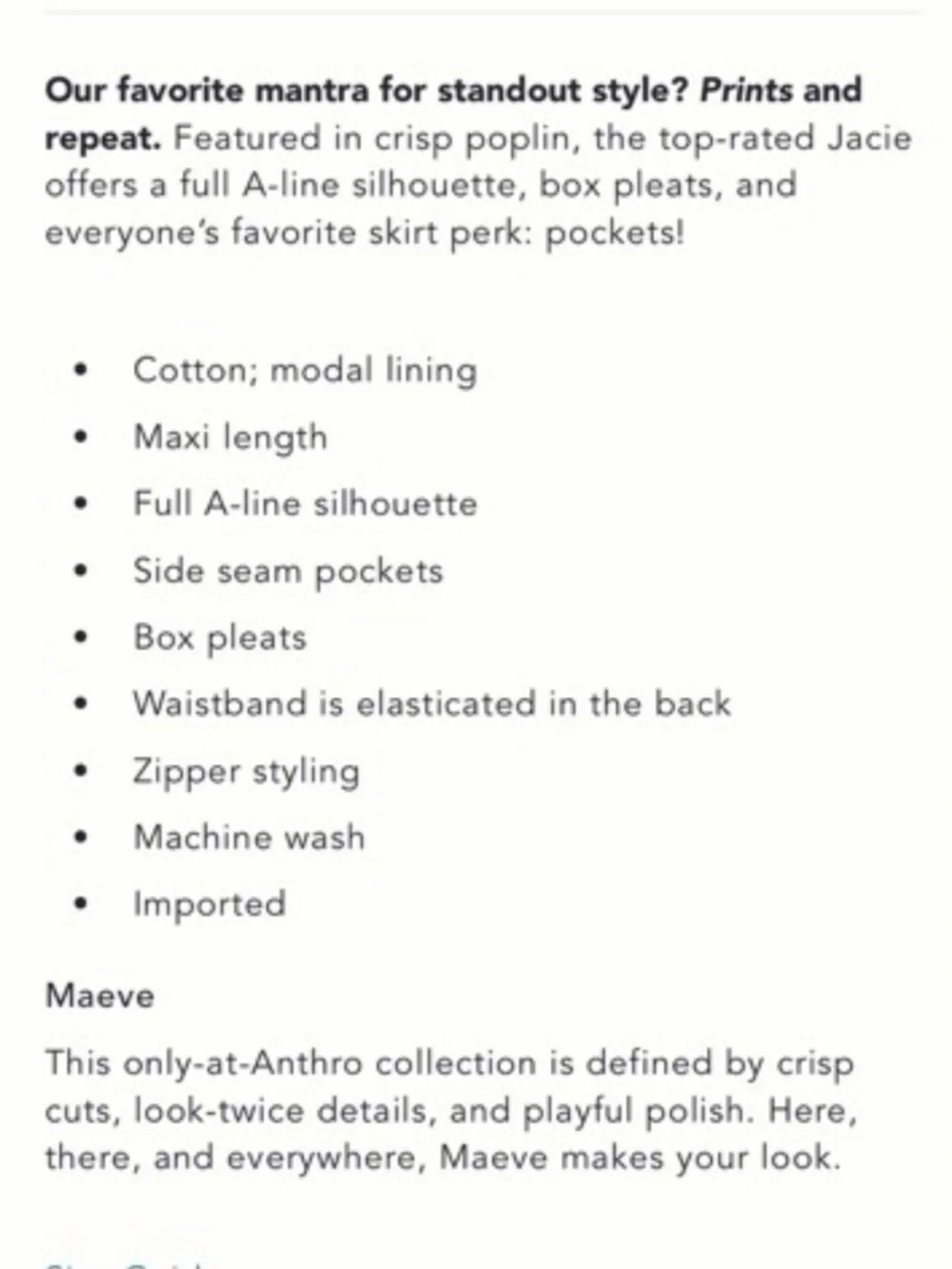 NEW Anthropologie Maeve The Jacie Poplin A-Line Floral Scenic Maxi Skirt, S - Picture 13 of 14